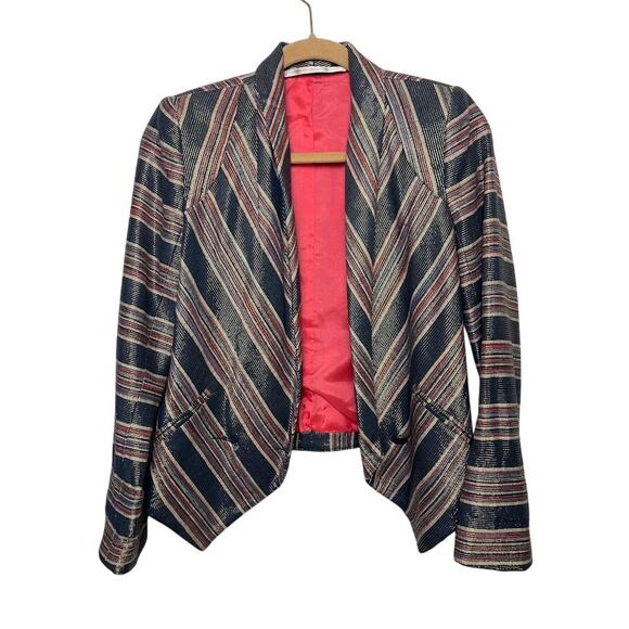 Twelfth Street By Cynthia Vincent Metallic Blazer Formal Silk Blend Jacket 2 - Picture 1 of 14